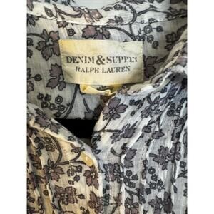 Denim & Supply Ralph Lauren Womens 100% Cotton Floral Peasant Blouse Size M Y2K